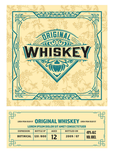 Whiskey label with old frames - Vector, Imagen