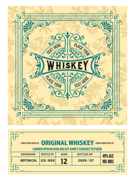 Whiskey label with old frames - Vector, Imagen