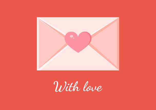 Greeting card with an envelope. Love message. Love letter for Valentine's Day for poster, print, holiday card - Vector, Image