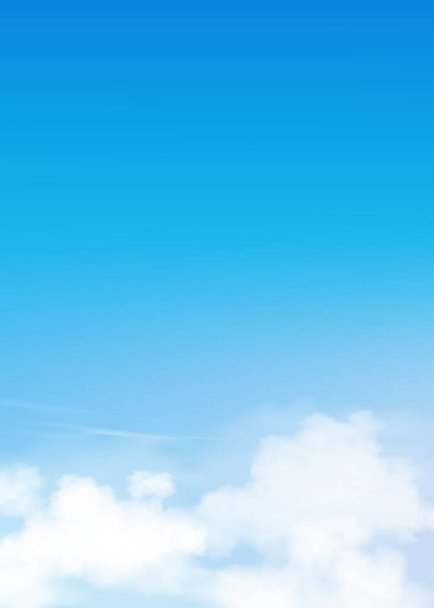 雲を背景にした青い空、サーカスの雲とベクトル漫画の空、晴れた日の春と夏にすべての季節の垂直方向のバナーをコンセプトにしています。 - ベクター画像