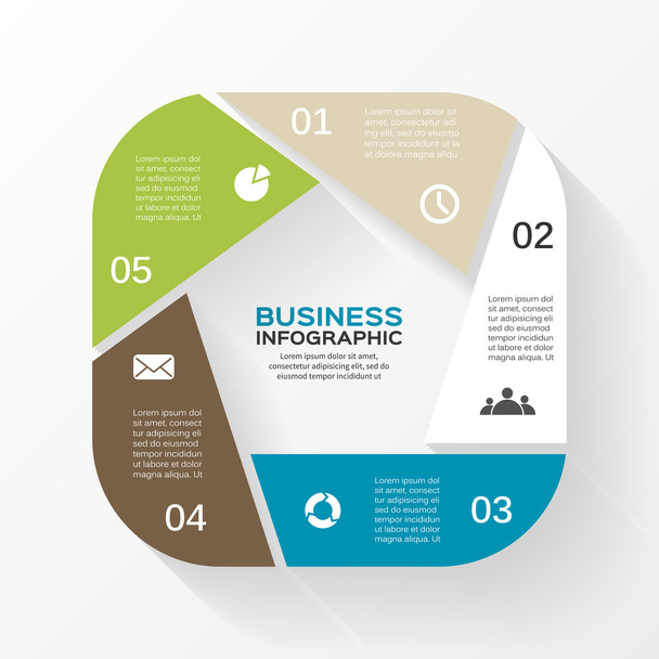 Vector circle infographic. Template for diagram, graph, presentation and chart. Business concept with 5 options, parts, steps or processes. Abstract background. - Вектор, зображення
