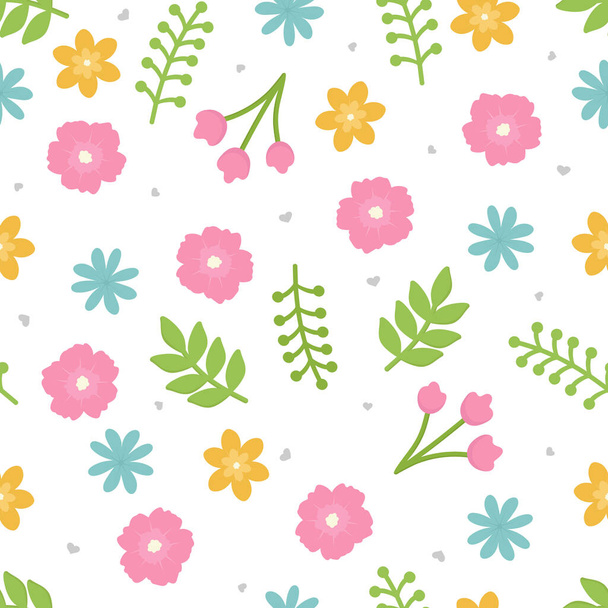 Simple multicolored flowers. Floral pattern seamles. - Vecteur, image