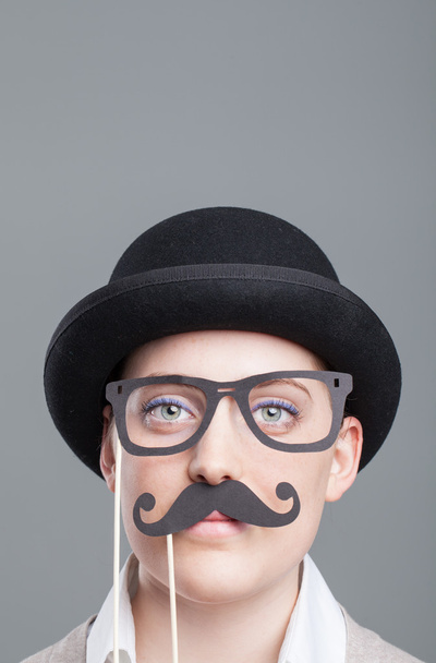 Young woman with mustache - Foto, Imagen