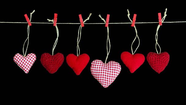 Valentines Day Background with Red Hearts - Fotoğraf, Görsel