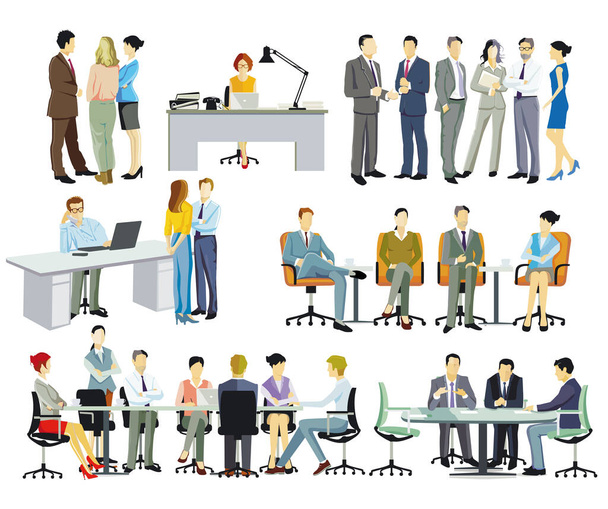 Team consultation, business meeting illustration - Vector, Image
