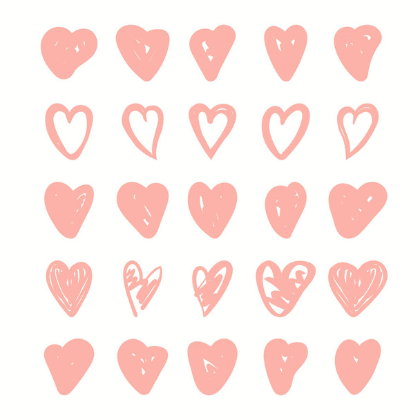 Collection of hearts doodles, sketches, isolated - Vecteur, image