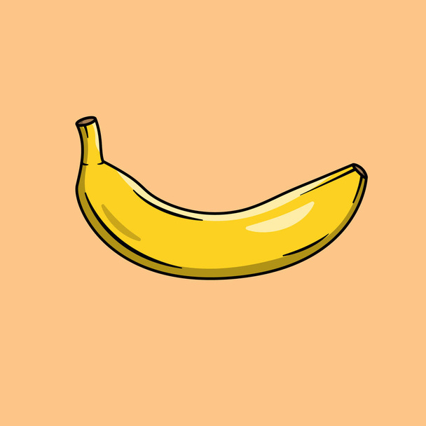 Banana Vector Illustration. Frutta. Cibo sano. Stile piatto del fumetto adatto a Web Landing Page, banner, volantino, adesivo, carta, sfondo, T-shirt, clip-art - Vettoriali, immagini