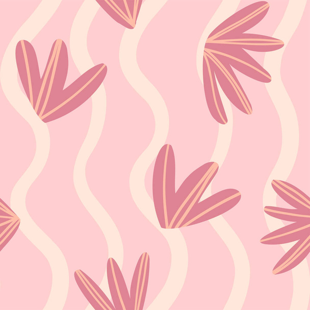 Illustration of a seamless pattern on a botanical theme. Canvas with flowers and vertical lines. Simple cute style. Universal use. - Vetor, Imagem
