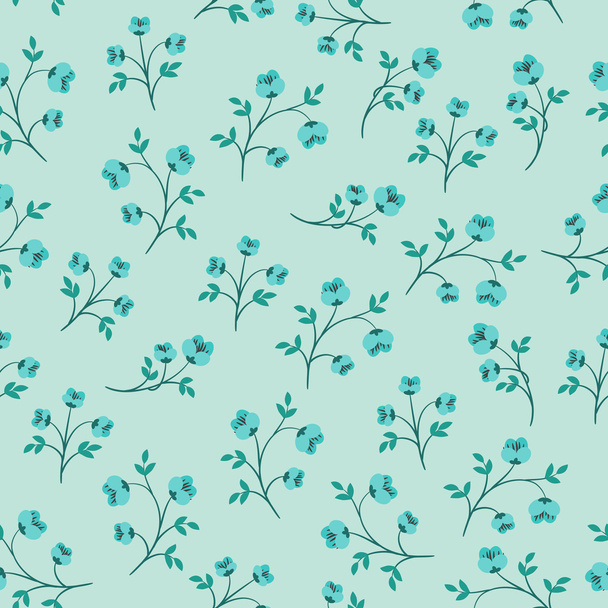 Blue seamless floral wallpaper  - Vector, Image