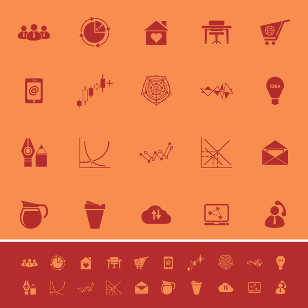 Iconos de color de organización virtual sobre fondo naranja
 - Vector, imagen