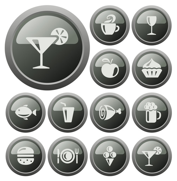 Food and drink buttons - Vetor, Imagem