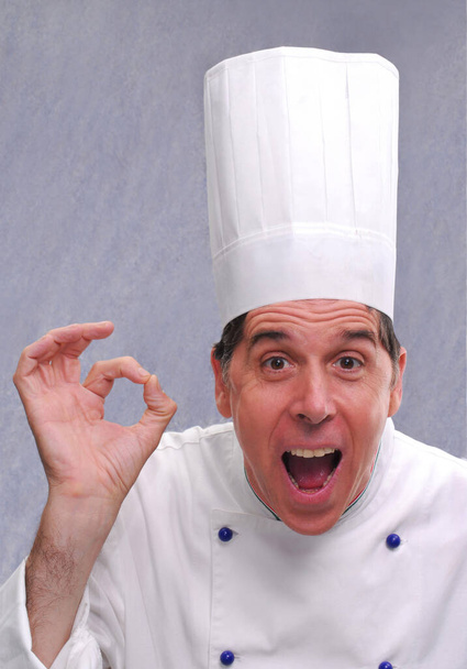 Ok sign happy chef portrait. - Foto, Bild
