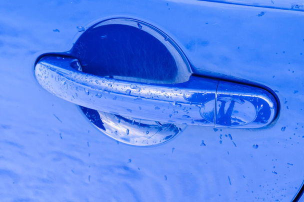 Door handle in the car close up, car details close up. - Foto, Imagem