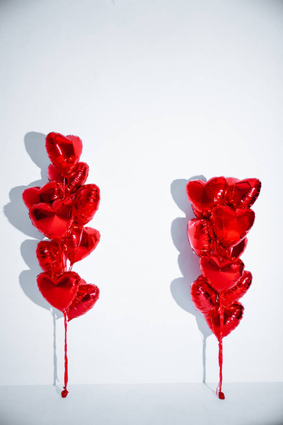 Happy birthday balloons heart love party decoration red . Valentines day . - Fotó, kép