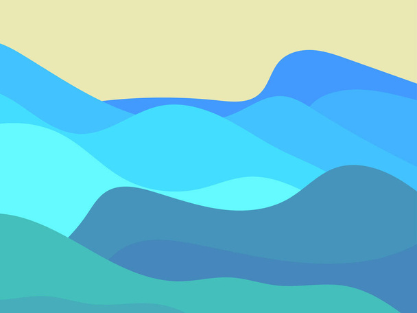 Multicolored wavy landscape in a minimalist style. Mountain desert landscape in flat style. Boho design for posters, prints and interiors. Modern mid-century decor. Vector illustration - ベクター画像