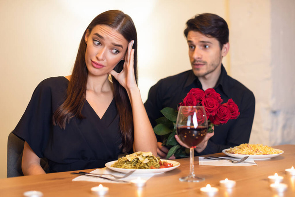 Couple On Unsuccessful Blind Date In Restaurant - Photo, Image