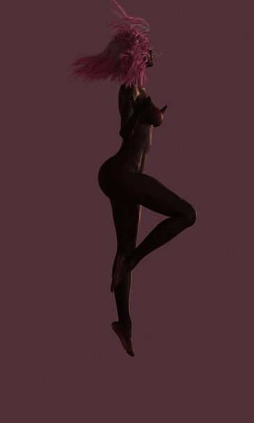 силует голого жіночого спортивного тіла на кольоровому фоні
 - Фото, зображення