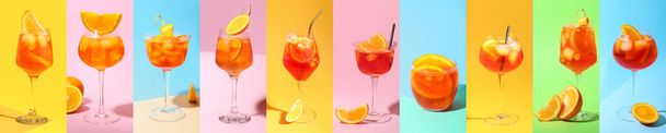 Lasit maukkaita aperoli spritz cocktail väri tausta - Valokuva, kuva