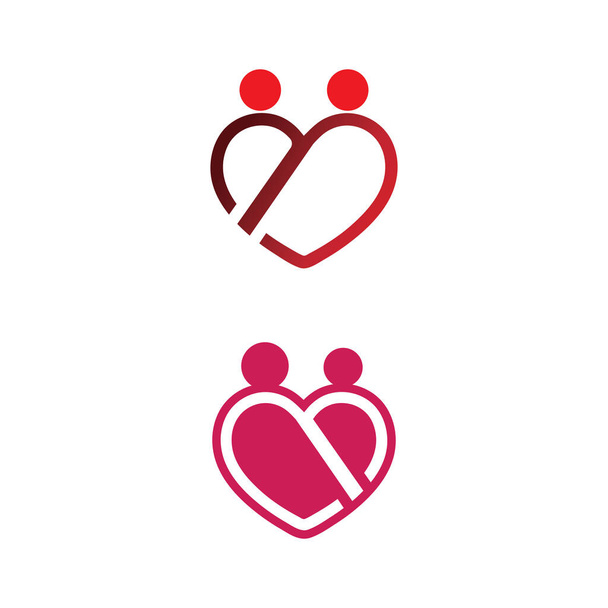 Logo serca i piękna miłość wektor ikona walentynki i romantyczny projekt ilustracji Szablon symbol - Wektor, obraz