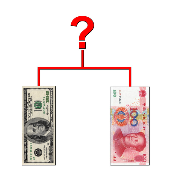 USD a CNY na bílém pozadí - Fotografie, Obrázek