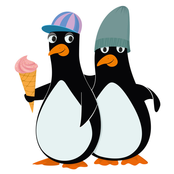 penguins and ice cream - Wektor, obraz