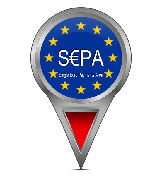 sepa 単一ユーロ支払いエリアを持つポインターをマップします。 - 写真・画像