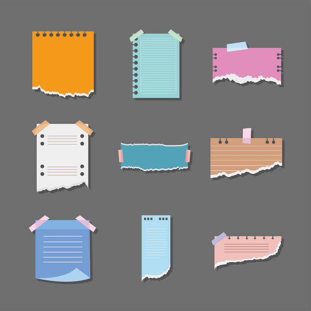 nine torn papers icons - Vecteur, image