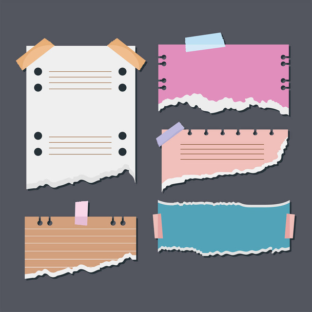five torn papers icons - Вектор,изображение