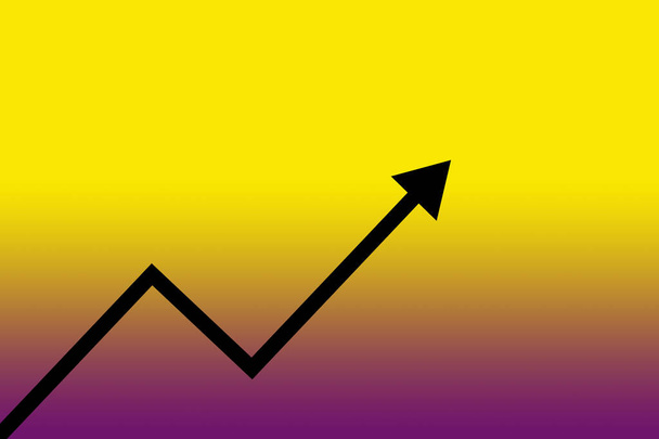 Grafikon fekete nyíl gradiens sárga és lila háttér - Fotó, kép