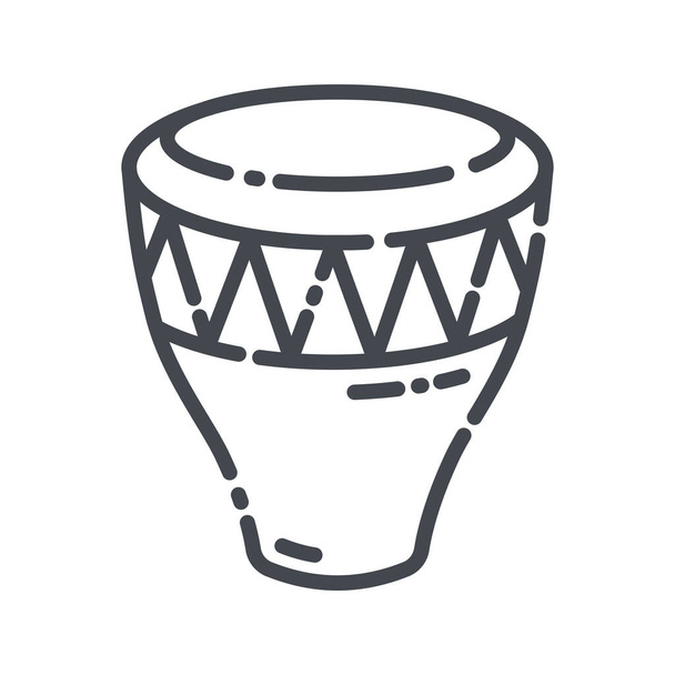 Значок барабанной линии Конга. Джембе икона музыкального ударного инструмента - Вектор,изображение