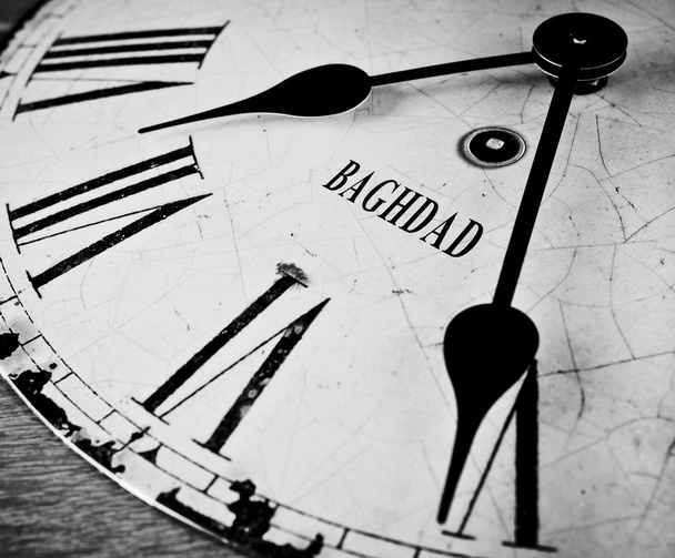 Bagdad biało-czarny zegar stawić czoło - Zdjęcie, obraz