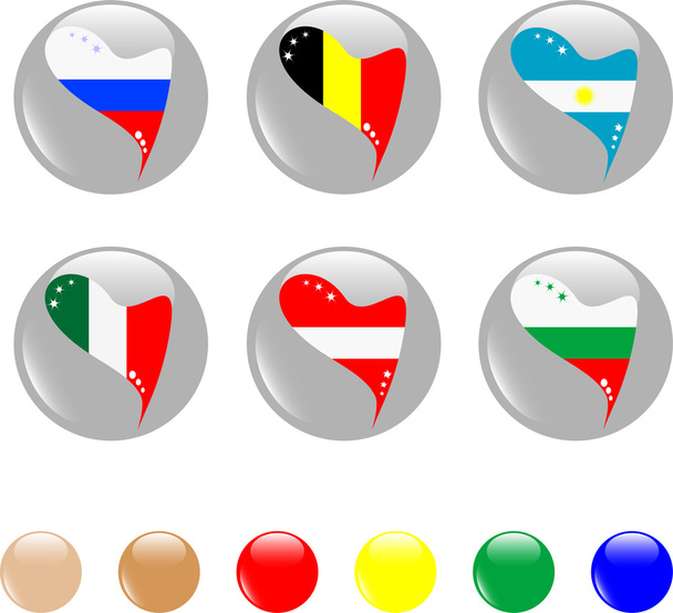 National heart flags icon shiny button - Vector, Image