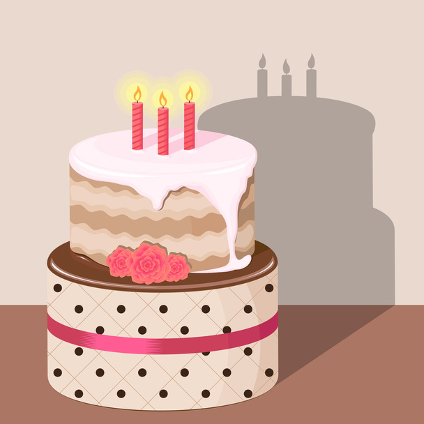 Birthday cake with strawberry cream isolated - Вектор,изображение