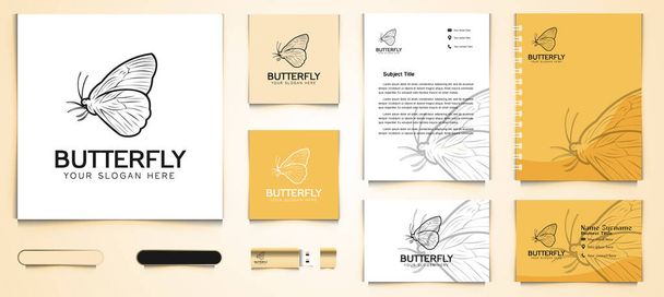 Butterfly line logo and business branding template Designs Inspiration Isolated on White Background - ベクター画像