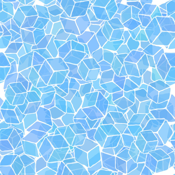 Cubi di ghiaccio per bere su sfondo bianco. Blue Solid Crystal Set. Modello senza cuciture. - Vettoriali, immagini