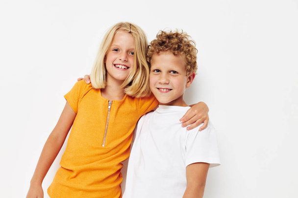 boy and girl holding hands friendship fun childhood - Фото, изображение