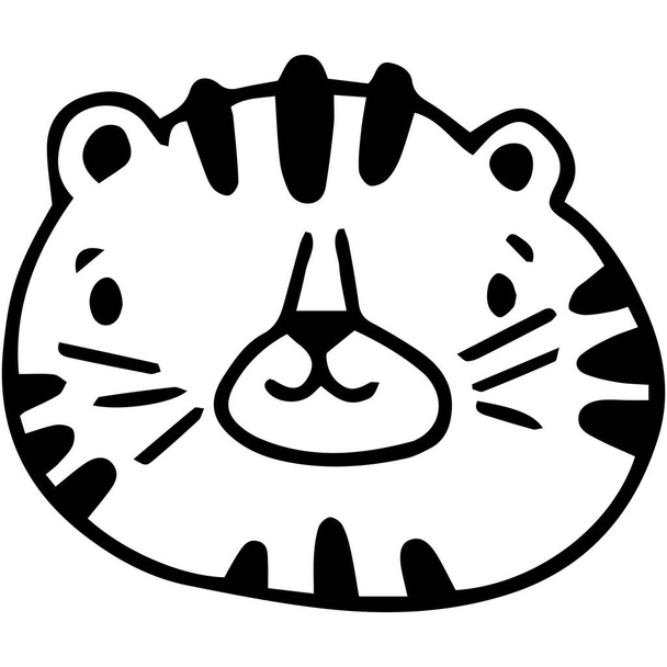 niedliches Tigergesicht, Wildtier, niedliches Kätzchen, Katze, Kätzchen-Illustration. - Vektor, Bild