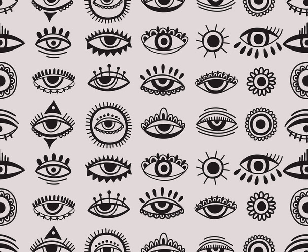 Nahtloses Muster Böses Auge drittes Element Hand gezeichnet.Esoterisches mystisches Symbol, authentische Symbol.Vektorillustration. - Vektor, Bild