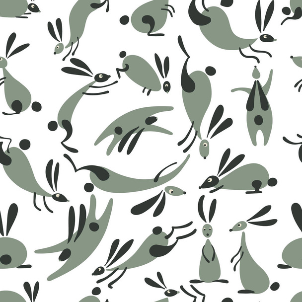 Funny rabbits. Seamless Pattern Background for your design. Vector illustration - ベクター画像