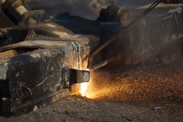 scrap metal cutting with gas welder - Photo, Image