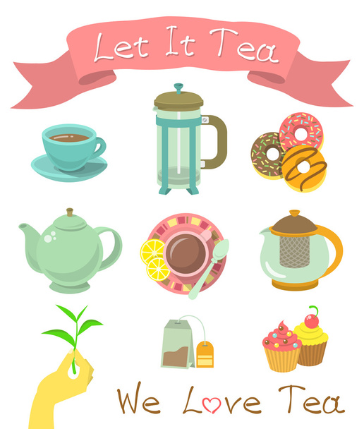Iconos de té
 - Vector, imagen