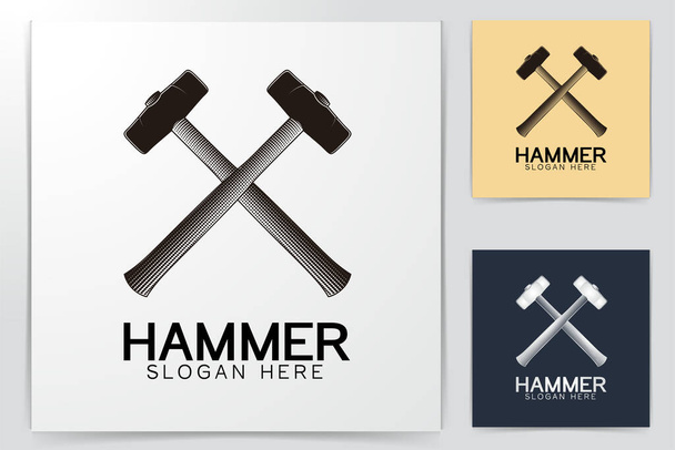 crossed hammer. construction logo Ideas. Inspiration logo design. Template Vector Illustration. Isolated On White Background - Vector, Image