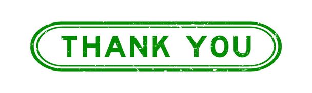 Grunge green thank you word rubber seal stamp on white background - Vector, Image