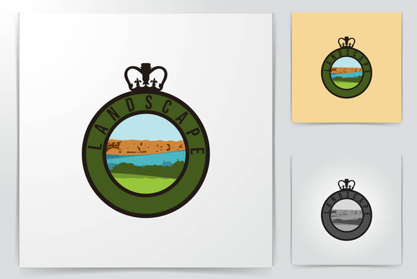 Kukucskálj! folyó. fű. farm logó ötletek. Inspirációs logó tervezés. Sablon Vektor Illusztráció. Elszigetelt fehér háttér - Vektor, kép