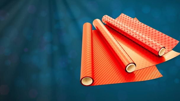 beautiful red gift wrapping on festal backdrop - object 3D illustration - Фото, изображение