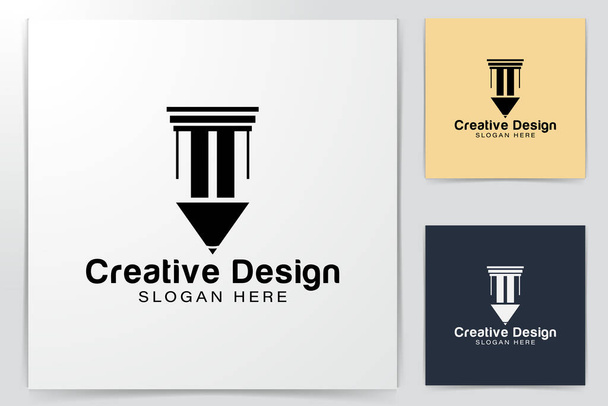pen. pillar column. law firm logo Ideas. Inspiration logo design. Template Vector Illustration. Isolated On White Background - Vector, Image