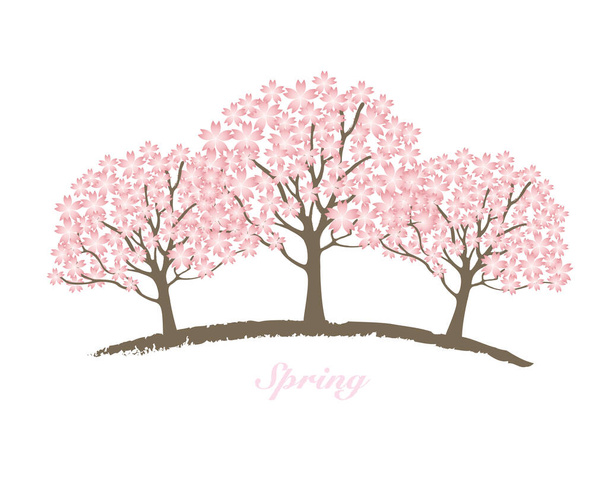 Εικονογράφηση των δέντρων κερασιάς σε πλήρη άνθιση - Διάνυσμα, εικόνα