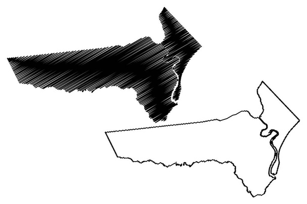 Barra de Santo Antonio község (Alagoas állam, Brazília Önkormányzata, Brazil Szövetségi Köztársaság) térkép vektor illusztráció, scribble sketch Barra de Santo Antonio térkép - Vektor, kép