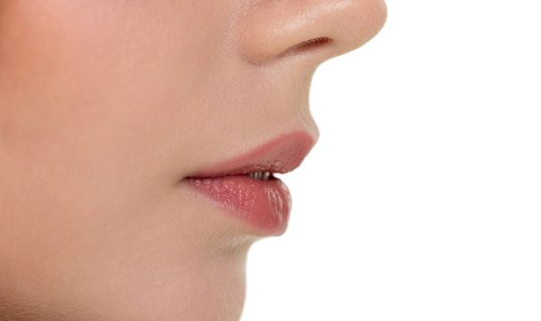 Beautiful female lips closeup.The beauty and skin care concept at studio - Фото, изображение