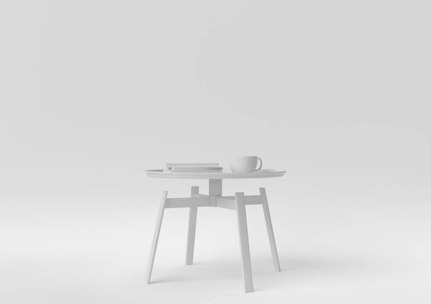 Idea creativa di carta minima. Tavolino bianco Concept con sfondo bianco. Rendering 3d, illustrazione 3d - Foto, immagini